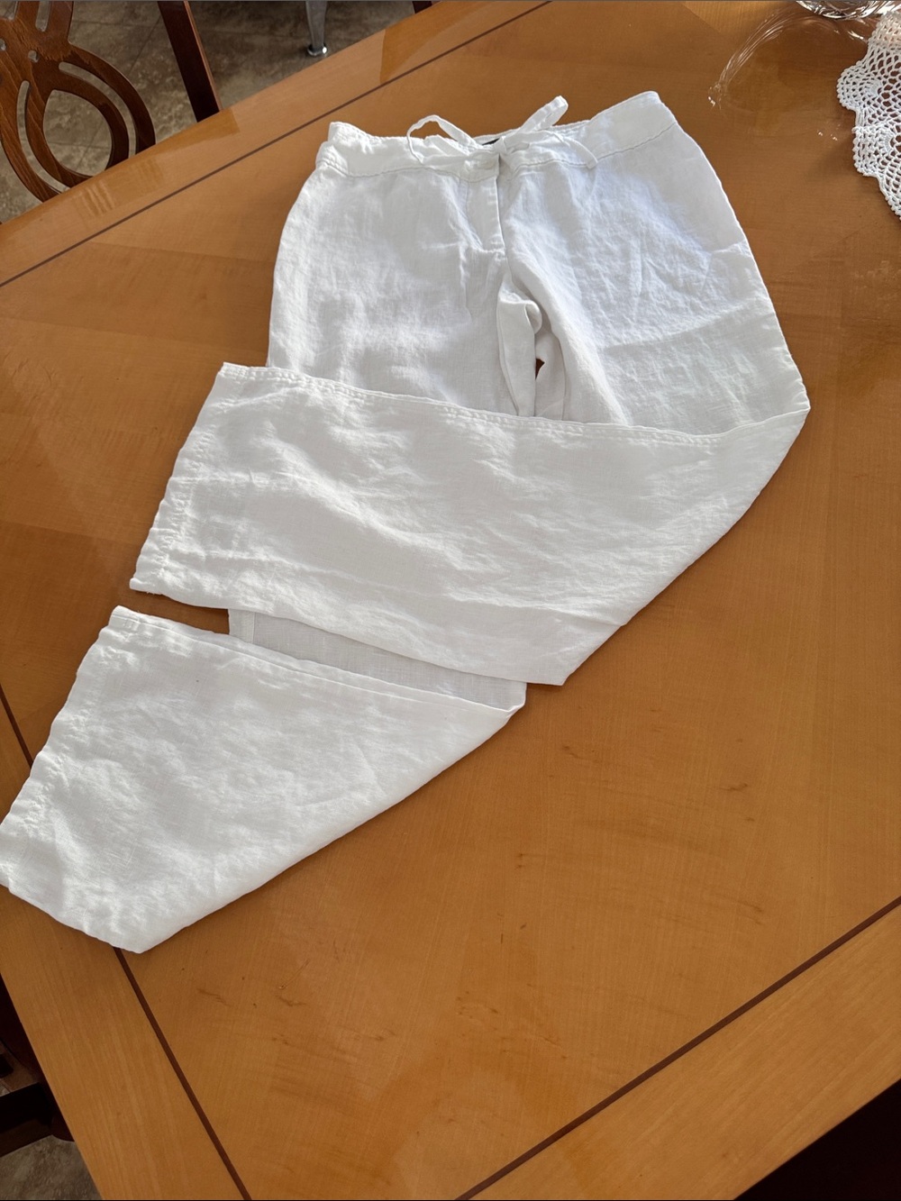 Tommy bahama womenWhite Wide-Leg Linen-Blend Pants with Tie Waist size 32